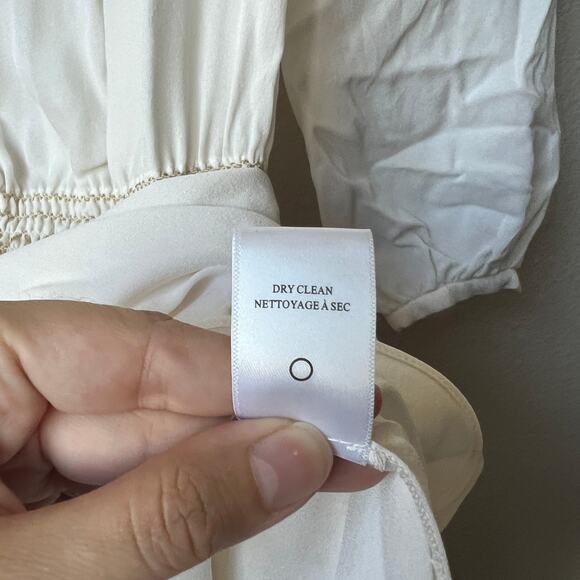 A.L.C. Ivory Silk Smocked Ruffle Mini Dress Size 0 - Picture 6 of 6